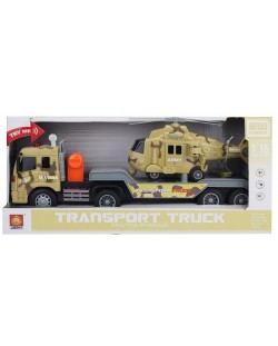 Игрален комплект City Service - Камион пътна помощ с военен хеликоптер, 1:16