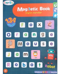 Игрален комплект Raya Toys - Магнитна книга-азбука, 134 части