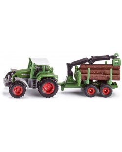 Метална играчка Siku Super - Трактор с ремарке за горското стопанство