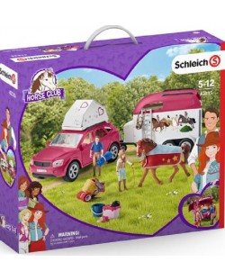 Игрален комплект Schleich Horse Club - Конен лагер с кола и ремарке