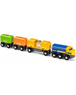 Игрален комплект Brio - Товарен влак с три вагона