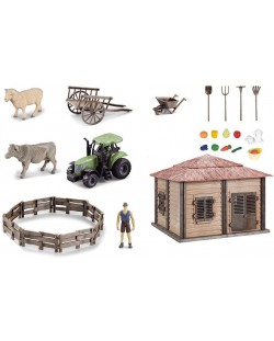 Игрален комплект Ocie Farm World - Ферма с трактор и животни