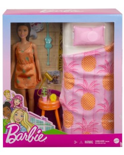 Игрален комплект Mattel Barbie - Кукла с тематична стая, Спалня
