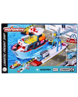 Игрален комплект Majorette Creatix - Товарен кораб с камион и кран