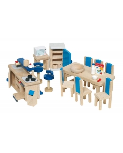 Комплект дървени мини мебели Goki - Обзавеждане за кухня