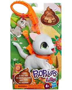 Интерактивна играчка Hasbro FurReal Poopalots - Акащи животни, Сиво коте