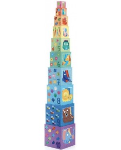Картонени кубчета за деца Djeco - Дъга, 10 броя