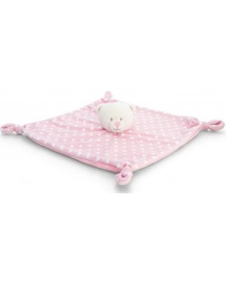 Бебешка играчка за гушкане Keel Toys - Мече с кърпичка, розово