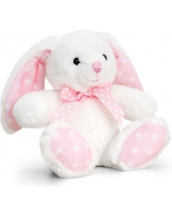 Плюшена бебешка играчка Keel Toys - Зайче, розово и бяло, 25 cm