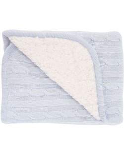 Kikkaboo Плетено памучно одеяло с шерпа Light Blue