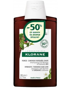 Klorane Quinine Комплект - Шампоан против косопад, 2 x 200 ml
