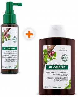 Klorane Quinine Комплект - Шампоан и Серум против косопад, 200 + 100 ml (Лимитирано)