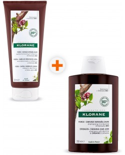 Klorane Quinine Комплект - Шампоан и Балсам против косопад, 2 x 200 ml (Лимитирано)