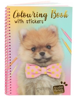 Книжка за оцветяване със стикери Paso Studio Pets - A5, Кученцето Помпон