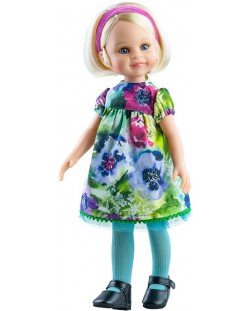 Комплект дрехи за кукла Paola Reina Amigas - Цветна рокля с къс ръкав, 32 cm