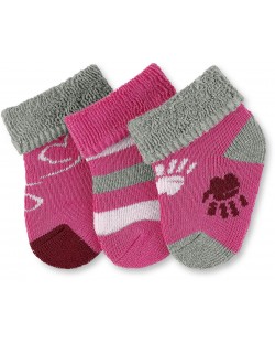 Комплект бебешки хавлиени чорапки Sterntaler - За момиче, 13/14 размер, 0-4 месеца, 3 чифта