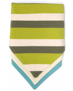 Комплект бебешки бандани Kiki Bibs - Green Stripe, 3 броя