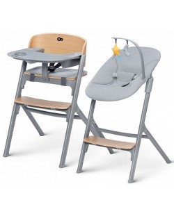 Комплект столче за хранене и шезлонг KinderKraft - Livy и Calmee, дървени