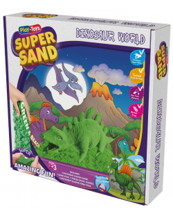 Комплект с кинетичен пясък Play-Toys Zzand - Dino World, 2 x 320 g и аксесоари