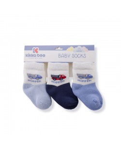 Комплект бебешки термо чорапи Kikka Boo Hooper - Памучни, 2-3 години, 3 чифта, сини