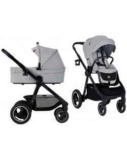 Комбинирана бебешка количка 2 в 1 KinderKraft - Everyday, светлосива
