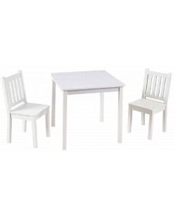 Комплект детска дървена маса с 2 столчета Ginger Home - Бял