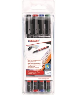 Комплект перманентни маркери Edding 141 - OHP, F, 4 цвята