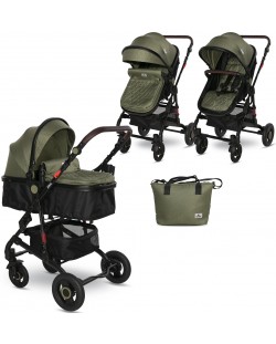 Комбинирана детска количка Lorelli - Alba Premium Set, Loden Green