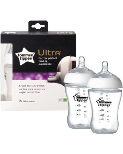 Комплект бебешки шишета Tommee Tippee Ultra - 260 ml, с биберон 1 капка, 2 броя
