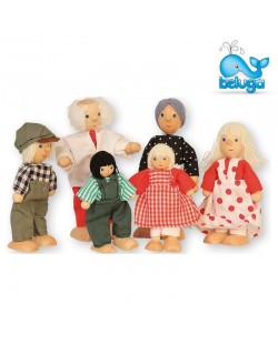 Комплект кукли от дърво Beluga - 6 броя