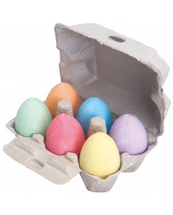 Комплект цветни яйца от тебешир Bigjigs, 6 броя