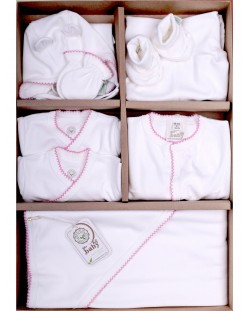 Комплект за изписване Bio Baby - девет части от органичен памук, 50 cm, 0-1 месеца