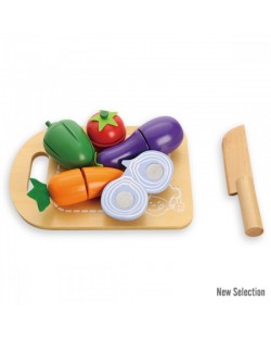 Комплект продукти за рязане Andreu Toys - Зеленчуци за рязане, от дърво