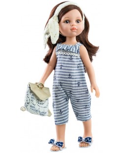 Комплект дрехи за кукла Paola Reina Amigas - Гащеризон на райета, 32 cm