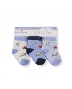Комплект бебешки термо чорапи Kikka Boo Sky - Памучни, 6-12 месеца, 3 чифта, сини