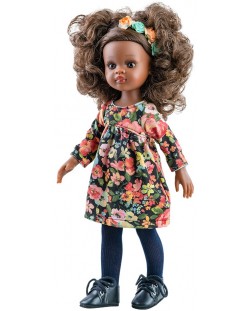 Комплект дрехи за кукла Paola Reina Amigas - Цветна рокля с дълъг ръкав, 32 cm