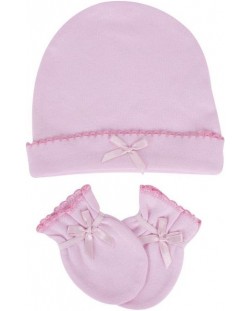 Комплект шапка с ръкавички Sevi Baby - Розов