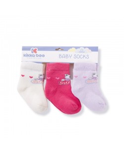 Комплект бебешки термо чорапи Kikka Boo Frogs - Памучни, 2-3 години, 3 чифта, розови