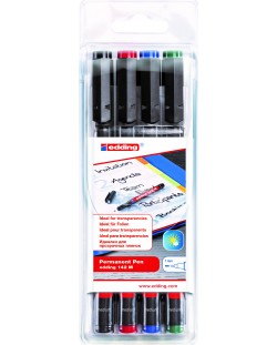 Комплект перманентен маркери Edding 142 - OHP, M, 4 цвята
