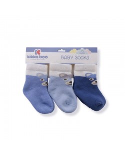 Комплект бебешки термо чорапи Kikka Boo Bear - Памучни, 2-3 години, 3 чифта, сини