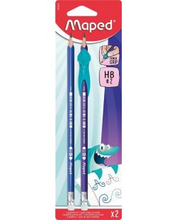 Комплект моливи Maped - HB, 2 броя + ръкохватка