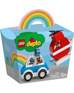Конструктор Lego Duplo My First - Пожарникарски хеликоптер и полицейска кола (10957)