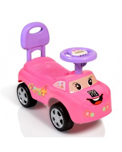 Кола за бутане с дръжка Moni - Keep riding, розова