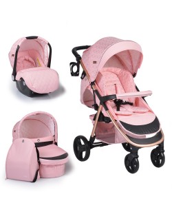 Комбинирана детска количка Cangaroo - Noble 3 в 1, розова