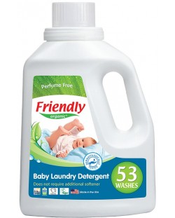 Концентриран гел за пране с омекотител Friendly Organic - Без аромат, 53 пранета, 1.57 l