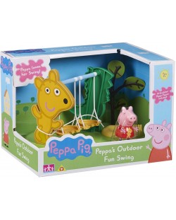 Комплект фигурки Peppa Pig - Игрална площадка, с люлка