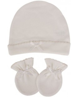Комплект шапка с ръкавички Sevi Baby - Екрю