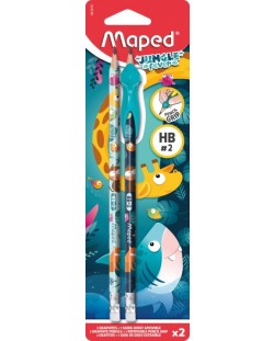 Комплект моливи Maped Jungle Fever - HB, 2 броя + ръкохватка