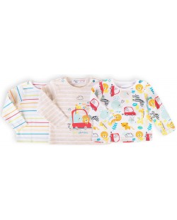 Комплект блузки с дълъг ръкав Minoti - Car, За новородени, 3 броя