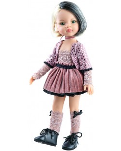 Комплект дрехи за кукла Paola Reina Amigas - Лилава пола, блуза  и сако с пайети, 32 cm
